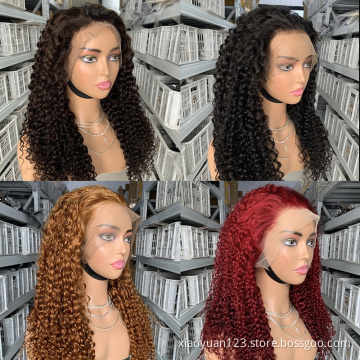 Wholesale Human Hair Vendors Deep Curly Brazilian Hair Wig HD Transparent 360 Lace Frontal Wig Virgin Hair Wigs for Black Women